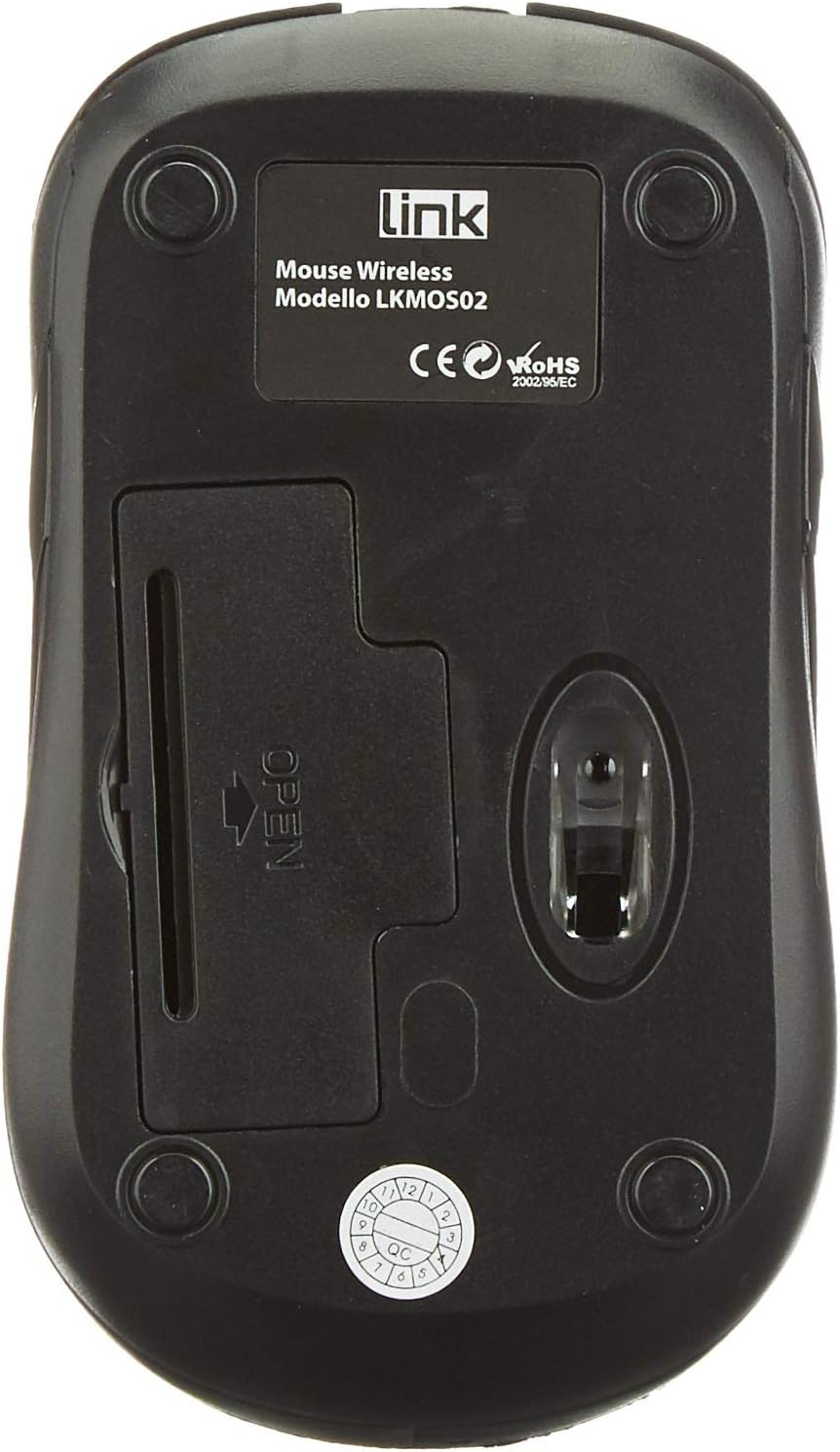 Link, Wireless Mouse with 3 Buttons USB Receiver 1000 DPI Black, Ottico 3 Tasti 1000 DPI - Image 3