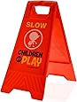Children at Play Slow Sign for Yards and Driveways (Double-Sided, Red) -"Slow, Children at Play"