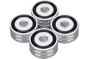 YUNSEITY 4pcs 40x20mm Speakers Spikes, Feet Isolation Stands with Non Slip Rubber Rings, Aluminum Alloy Spikes Stands for CD, DVD Players, Tube Amplifiers, Stereos(Silver)