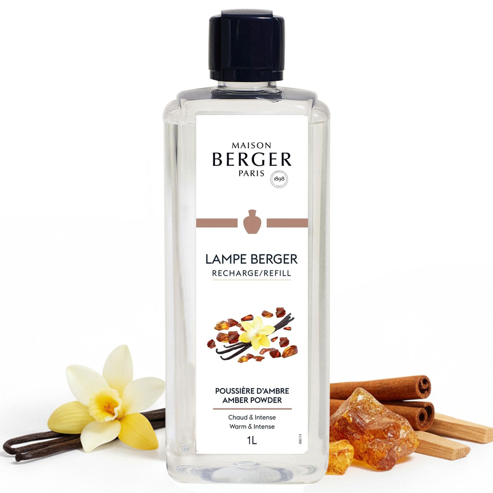 MAISON BERGER Amber Powder Lamp Berger Fragrance Refill, 1 Liter – 2-in-1 Catalytic System, Neutralizes Odours Then Diffuses Fragrance, Oriental Amber with Vanilla and Musk Warmth — image 1