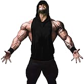ZUEVI Men's 2 Pack Muscle Sleeveless Hoodies Tank Tops Gym Workout Hooded Bodybuilding Stringer T Shirt