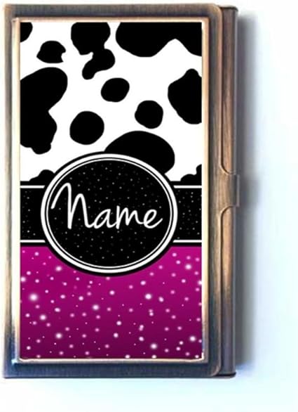 Amazon Prettyガーリースポットcowドット動物カスタムデザインクラシック銅ステンレススチールビジネスカードホルダークレジットカードホルダーケース 名刺ケース 整理箱 文房具 オフィス用品