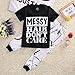Little Girls Short Sleeve Messy Hair Don't Care Letters Print T-Shirt and Pants Outfit Summer (2T, Black+White)
