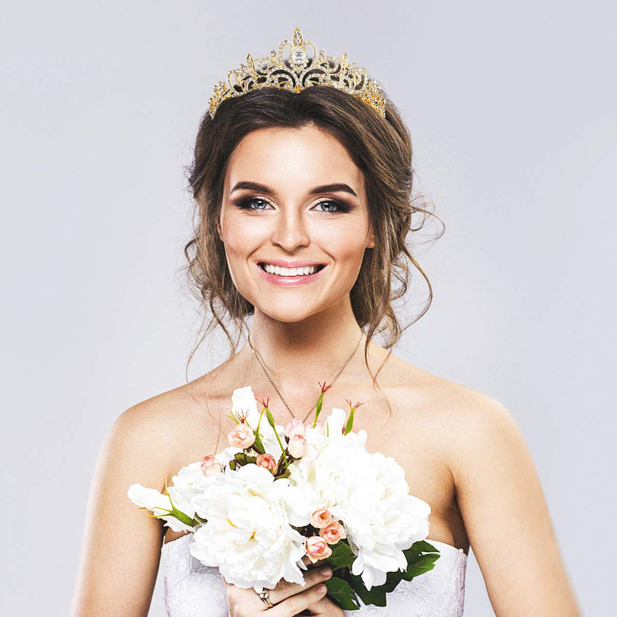 Makone Crystal Crowns for Women, Queen Princess Vintage Crown Tiaras, Girls Adult Bridal Hair Accessories Gifts for Birthday & Wedding Prom, Bridal Party, Pageant, Halloween Costume, Christmas - Gold : Beauty