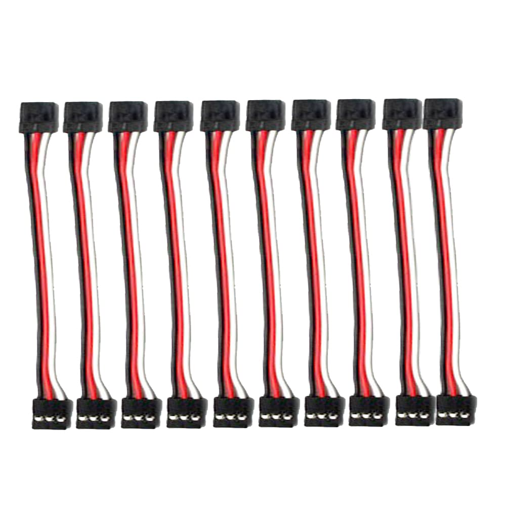 Boladge M025 10pcs 10CM Servo Extension Lead Wire Cable 3-Pin Male to Male JR Plug for RC Quadcopter, Black