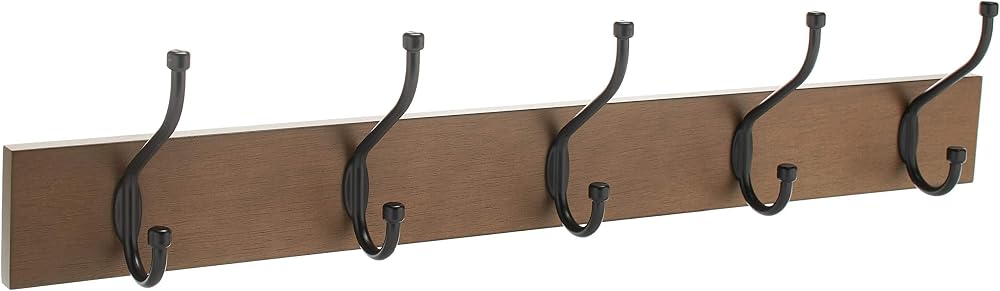Amazon Basics Rectangular Wall Mounted Coat Rack 5 Hook Barnwood