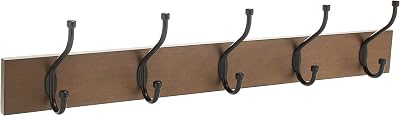 Amazon Basics Rectangular Wall Mounted Coat Rack 5 Hook Barnwood