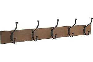�鶹�� Basics Wall-Mounted Farmhouse Coat Rack, 5 Standard Hooks, Barnwood