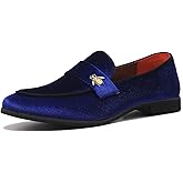 FLQL Men's Luxury Penny Loafer Slip-On Velvet Shoes Party Dancing Shoes Suede Wedding Shoes Plus Size 7-13