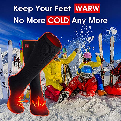 Unisex Electric Heated Socks Rechargeable Battery Powered Heating Socks,Men Women battery Operated Winter Warm Socks Kit,Novelty Sports Outdoor Camping Hiking Climbing Skiing Foot Warmer Black Size M