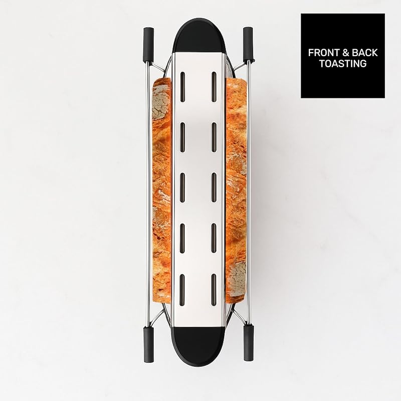- Tostadora Horizontal 700W, Todo Tipo de Pan, Doble Área Tostado