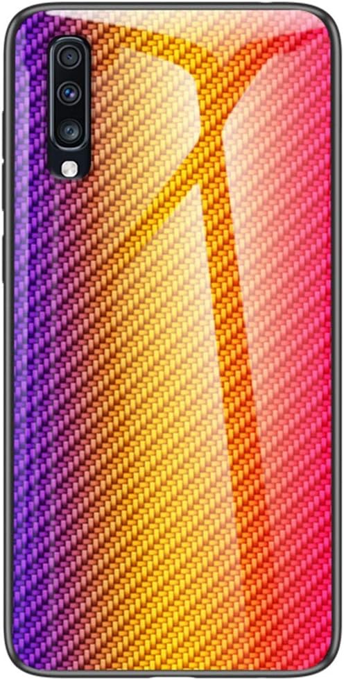 POPUPE Samsung Galaxy A70S Case, [Carbon Fiber Texture Design] Tempered Glass Scratch-Proof Back Cover Anti-Collision TPU Bumper for Samsung Galaxy A70S (with Screen Protector) (B)
