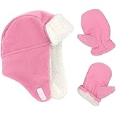 Baby Winter Hat Mittens Toddler Hats for Boys Girls Sherpa Lined Toddler Gloves Infant Baby Hat and Mitten Set