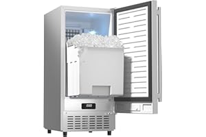 Coolski 15” Under Counter Ice Maker Machine, 85 Lbs/Day, 30 LBS Storage Bin, Auto-Cleaning, Built-in Freestanding Commercial Ice Maker for Outdoor Home Bar Restaurant