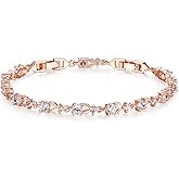 WOSTU 14K Gold Plated 3mm Cubic Zirconia Classic Adjustable Tennis Bracelet |Gold Bracelets for Women |Bride Bracelet for Wedding|Size 6.5-8 Inch