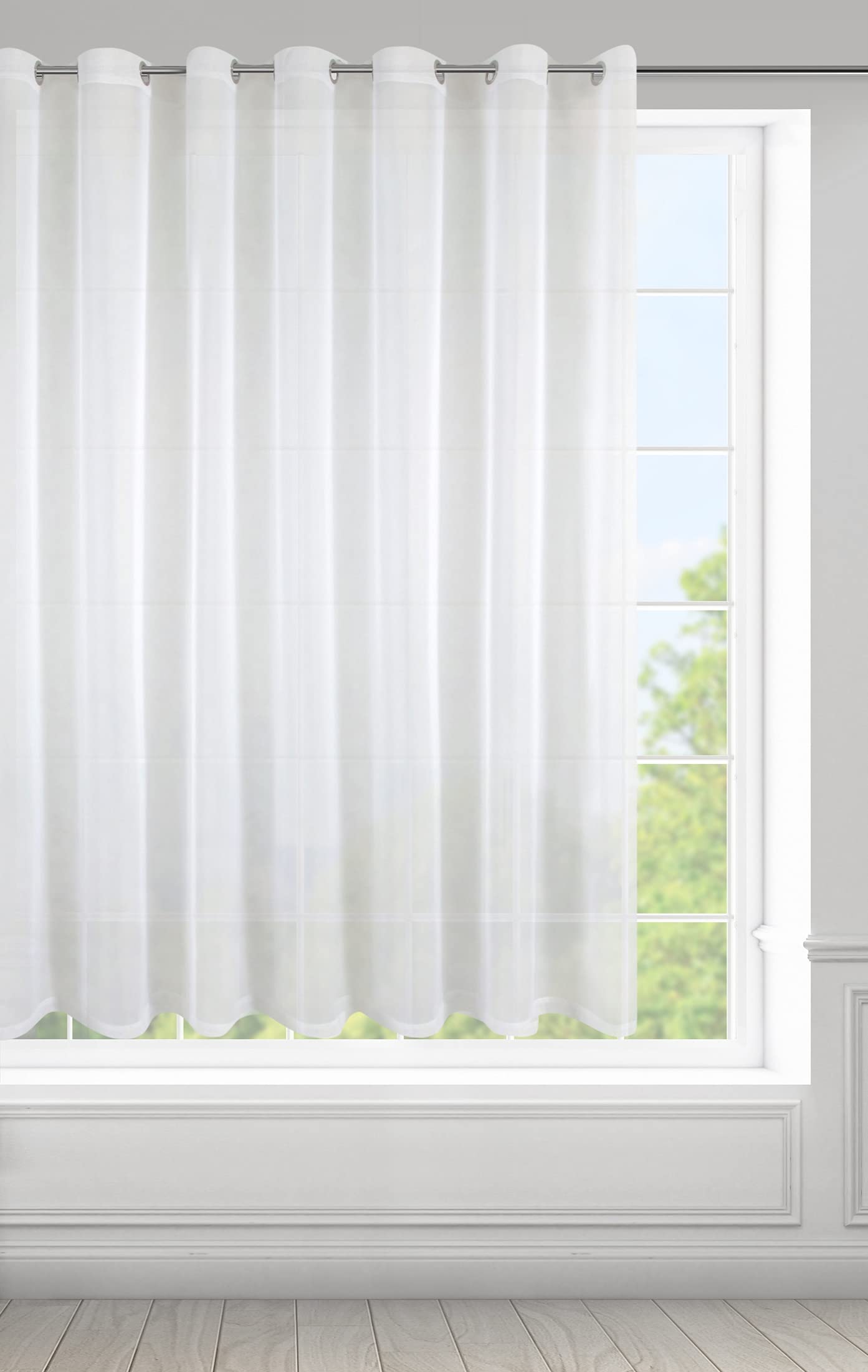 Eurofirany LUCY Voile Curtain, Sheer Curtain with Eyelets - 1 Unit, Bedroom, Living Room, Kitchen, W138 x L59, White