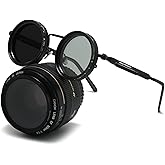 JOLLYNOVA Adjustable Tint Sunglasses, 1-9 Gears Steampunk Retro Metal Round Polarized Glasses with ND Filter Lenses