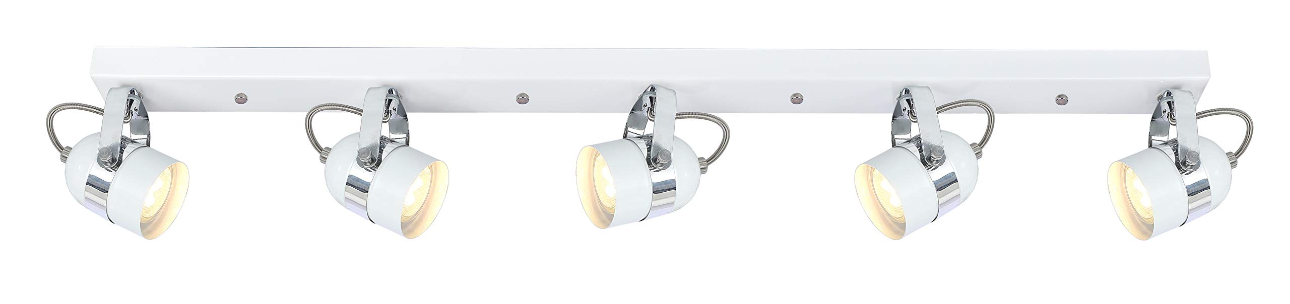 UKEW Ceiling Light 5 Way Rotatable - Light Fittings Ceilings Chrome with GU10 Spotlight - Modern Spot Lights Ceiling Bar - Wall Spotlight for Kitchen Hallway Living Room Bedroom