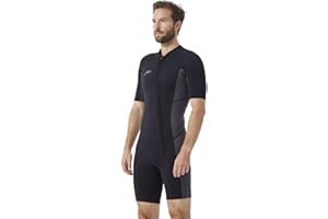 Hevto Wetsuits Men 3/2mm Neoprene Front Zip Shorty Full Wet Suit in Cold Water for Swimming Surfing Diving Keep Warm