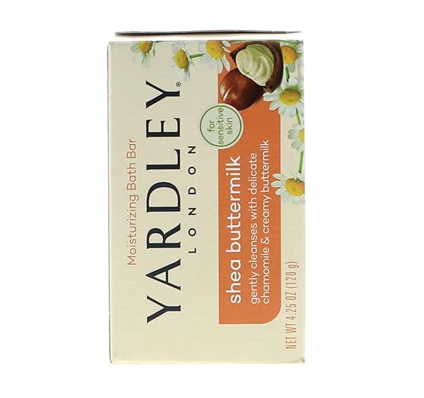 YARDLEY LONDON BATH BARS SOAP FOR SENSITIVE SKIN, SHEA BUTTERMILK – 4.0 OZ