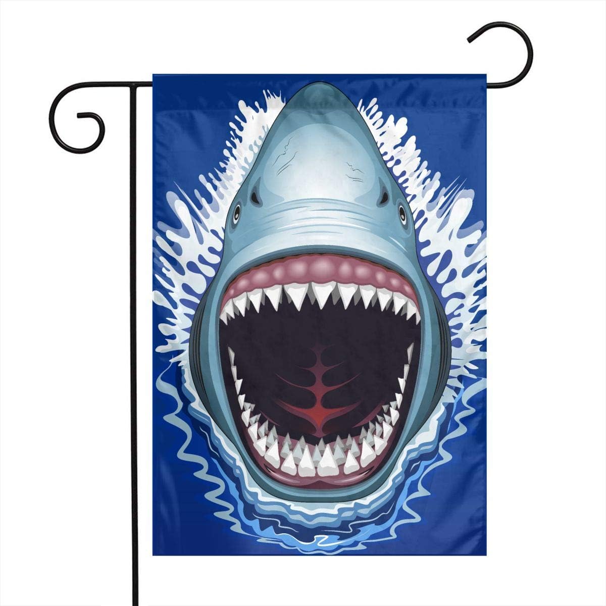 Dapuge Shark Attack Garden Flag Set 12X18 Inch.Vertical Single Side Small Home Sweet Holiday Weather Resistant Yard Flag for Welcome Decorative Outdoor Yard Flag