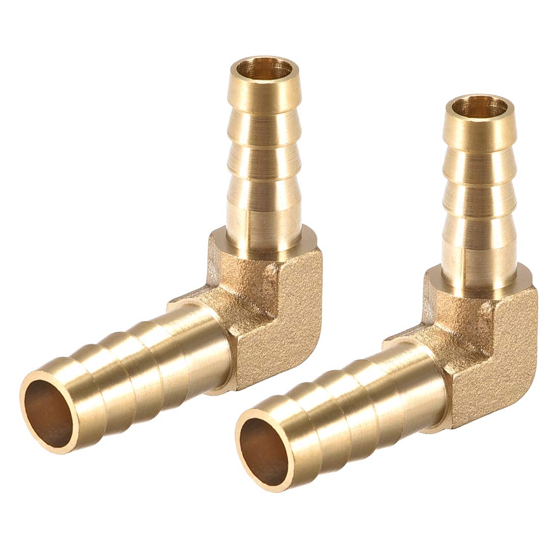 sourcing map 10mm to 8mm Barb Brass Hose Fitting 90 Degree Elbow Pipe Connector Coupler 2pcs