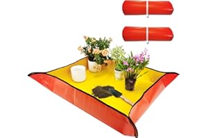 HEDGBOBO 2Pcs Repotting Mat for Indoor Plant Transplanting and Potting Soil Mess Control, Foldable Succulent Potting Mat Gardening Gifts for Women & Men (Thickened Waterproof Orange 39.5" x 31.5")