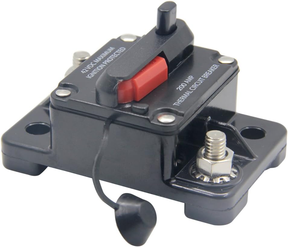 RKURCK 12V- 42VDC 200A Manual Reset Circuit Breaker,Fuse holder for Car Automotive Marine Boat Audio 200Amp - Image 3