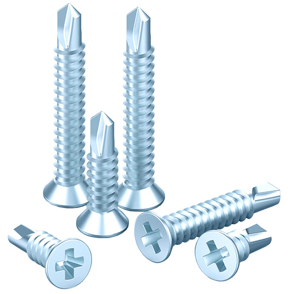 Self Tapping Screws 4.2x25 mm Self Drilling Screws for Metal Sheets Roofing Windows Countersunk Screws Drill Flat Head Zinc Screws 50Pcs