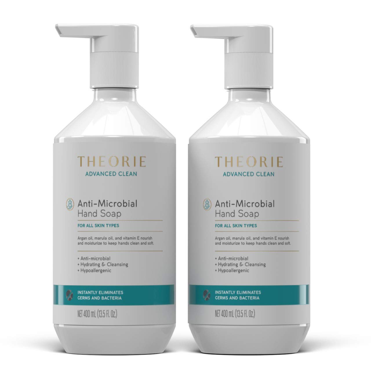 2 Pack Anti-Microbial Hand Soap 400 ML Advanced Clean - Instantly Kills Germs & Bacteria - For All Skin Types - with Argan Oil, Marula, Oil, Vitamin E (2 Pack) : Beauty