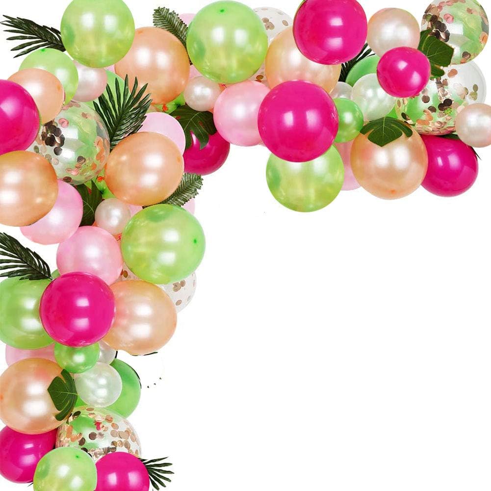 DUBEDAT Tropical Balloons Garland Kit DIY Balloon Arch Garland with Palm Leaves and Balloon Strip for Tropical Theme or Birthday Bride Party Decorations: Health & Personal Care