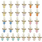 PH PandaHall 32pcs Angel Wing Charms, 8 Colors Angel Wing Pendants Guardian Angel Beads Charms Glass Angel Charms Easter Dangle Angle Pendants for Jewelry Necklace Bracelet Earring Making DIY Craft