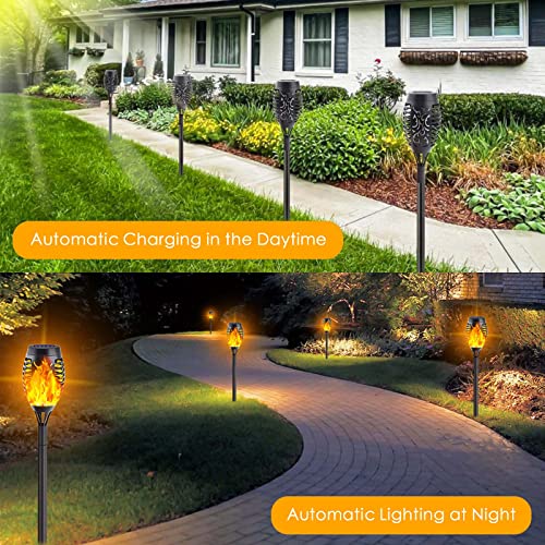 12-Pack Solar Outdoor Lights for Garden Decorations with Flickering Flame (Upgraded Super Bright), Waterproof Tiki Torches Solar Flame Torch for Outside Pathway Patio Yard Porch Decor - Auto On/Off