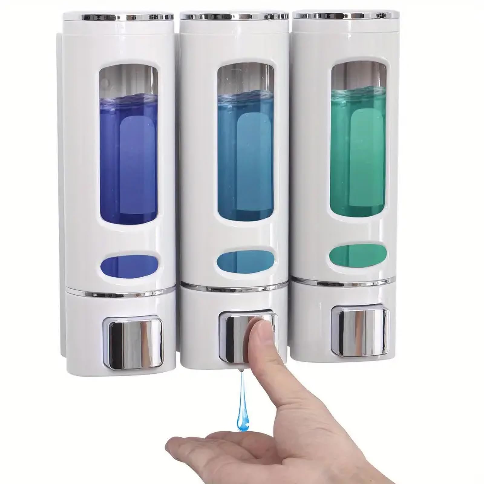 3 in 1 Chamber Shampoo and Conditioner Dispenser for Shower Wall Mounted Shower Pump Dispenser, Lotion Soap Shower Dispenser for Kitchen Bathroom Home Hotels, 400ml