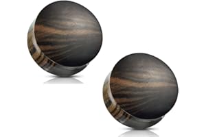 Striped Ebony Wood Convex Saddle Plug Gauges, Sold as a Pair