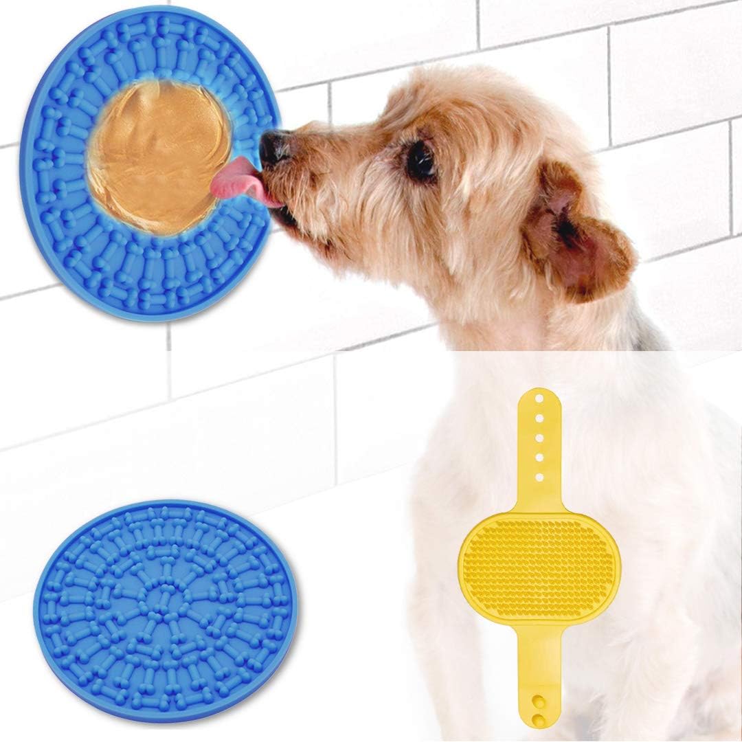 peanut butter shower wall dog
