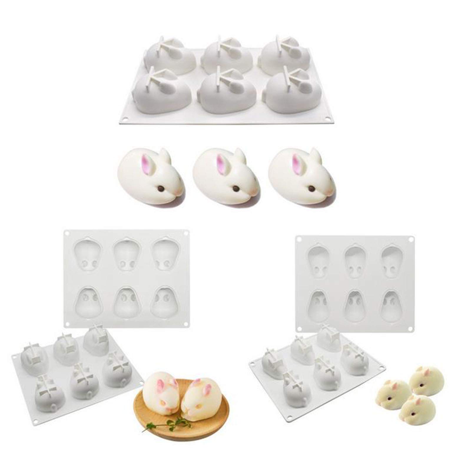Easter Silicone Mold - 6 Holes DIY Rabbit Shape Baking Mold for Chocolate Cake Jelly Pudding Handmade Soap Mould Candy Making