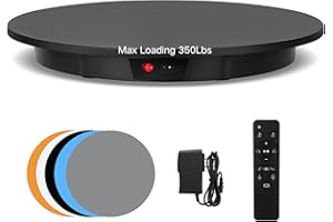 JAYEGT Motorized Rotating Display Stand, 350Lbs Load，360 Degree Electric Rotating Potography Turntable for Products Display，Live Show， Remote Control +5 Colors Backgrounds (Black/23.6Inch/Wired)