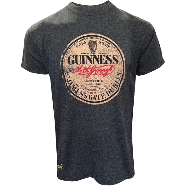 Guinness Men's Grey Cotton Vintage Baseball Style Long Sleeve T