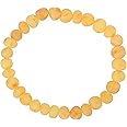 Raw Amber Bracelet for Adults Made on Elastic Band - 7 Inches - Baltic Amber Land - Hand-made From Unpolished / Certified Baltic Amber Beads (Honey)