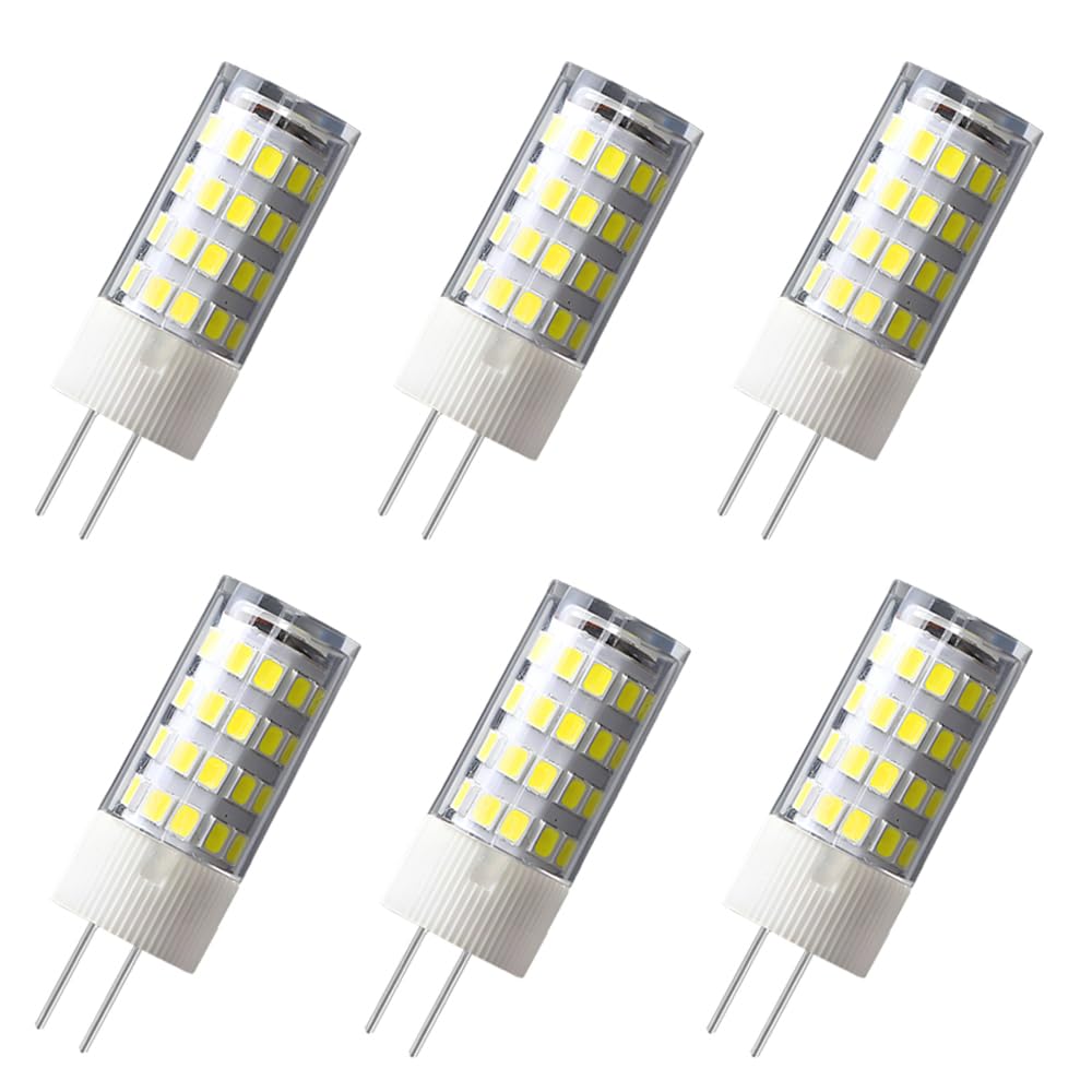 WULUN 6-Pack G4 AC/DC 12V LED Light Bulb, 5 Watt, 500 Lumen, Cool White 6000K, 360° Beam Angle, 50W Equivalent, G4 Halogen/Xenon/Incandescent Replacement Bulb, Not-Dimmable