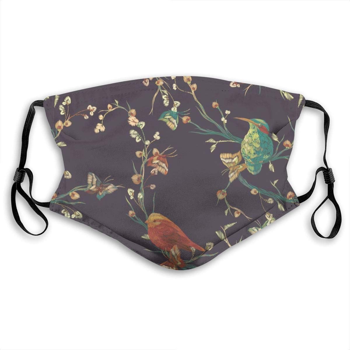 Fashion Mouth Mask Reusable Anti-Dust Mask Vintage Animal Bird Tree Printing Unisex Face Mask Anti Smog Respirator with 2 Replaceable Filters for Outdoor Activities Cycling Camping for Adult