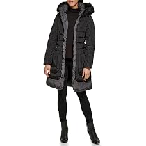 GUESS Women's Midweight Puffer Jacket, Belted Black, Small at ...