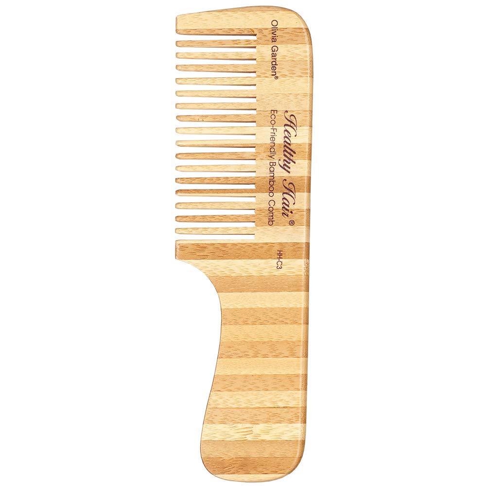 Olivia Garden Bamboo Touch Comb – Eco-conscious Bamboo Hair Comb with Handle - for Thick Hair