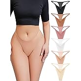 Derisaly Women's Seamless Thong Invisibles Panties Reinforced Crotch Low Rise No Show Underwear Stretchy G-string Everyday