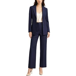Lamgool Womens Suits 2 Piece Set Business Casual Blazer Straight Leg Pants Suits Work Professional Office Outfits