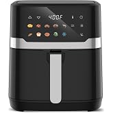 VUSIGN Air Fryer 6.8QT, 10-in-1 Functions Airfryer with Visible Window, 400&deg;F Fast Heating &amp; Adjustable Bottom Heater for Crispier Results, Nonstick &amp; Dishwasher-Safe Basket, 1700W, Black