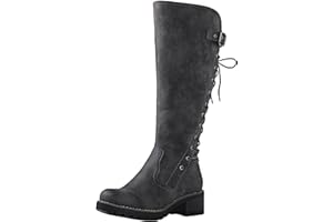 GLOBALWIN Women's Lace Up Back Knee High Fashion Boots