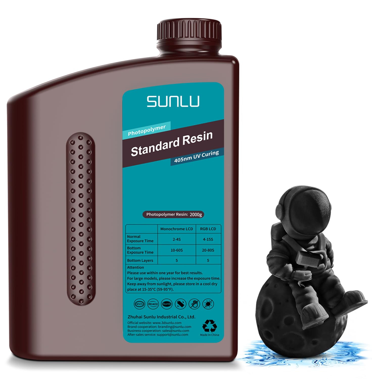 SUNLU 3D Printer Resin 2kg, Fast Curing Standard 3D Resin for LCD DLP SLA Resin 3D Printers, 395 to 405nm UV Curing 3D Printing Liquid Photopolymer Resin, Low Shrinkage, High Precision, 2000g, Black Image SUNLU 3D Printer Resin 2kg, Fast Curing Standard 3D Resin for LCD DLP SLA Resin 3D Printers, 395 to 405nm UV Curing 3D Printing Liquid Photopolymer Resin, Low Shrinkage, High Precision, 2000g, Black Image