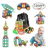 116 PCS Magnetic Blocks with Wheels,Magnetic Building Blocks Set